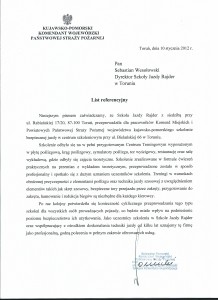 list referencyjny straż pożarna
