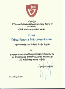 referencje dla rajdera od liceum V w toruniu