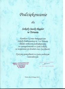 referencje od szkoły podstawowej nr 3 dla rajdera