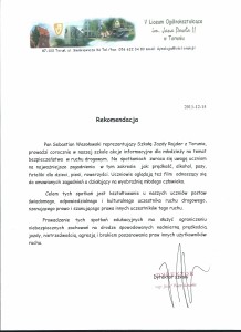 rekomendacja od liceum nr 5 dla szkoły nauki jazdy rajder